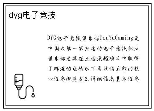 dyg电子竞技